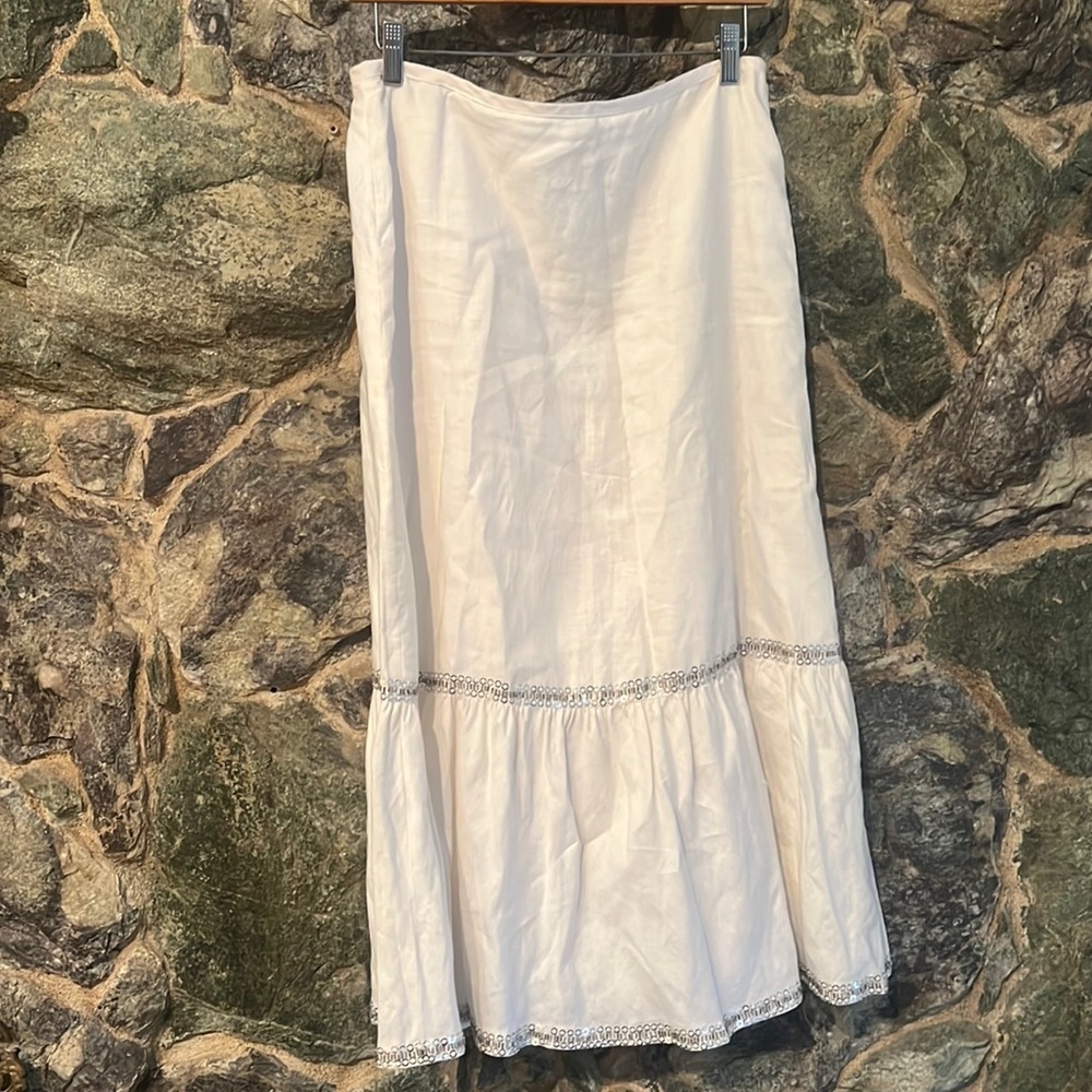 Ann Taylor Loft white linen skirt as 6